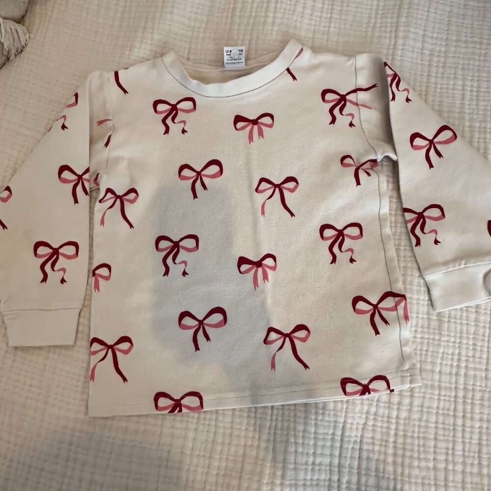 Sleepy Doe Girl's Size 7-8 Bow Print Cotton Jersey Pajama Set - Picture 3 of 14